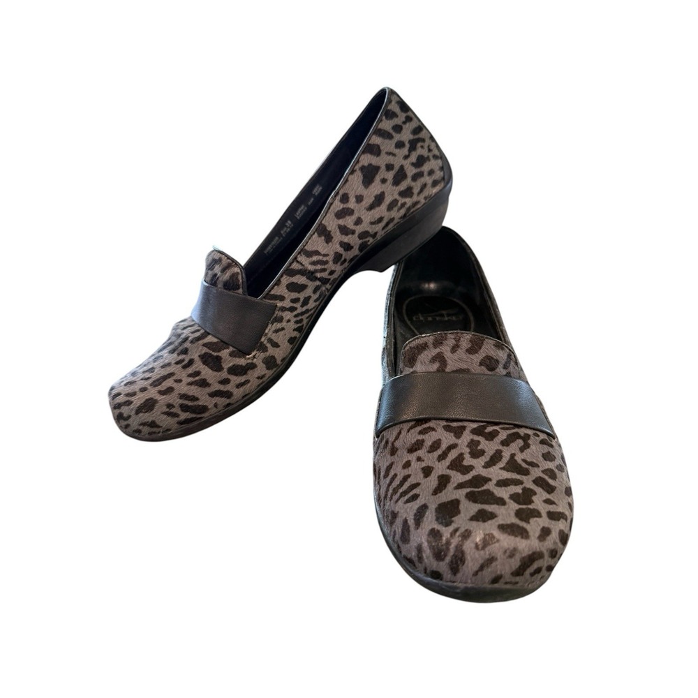 Dansko Oksana Gray Cheeta Calf Hair Leather Slip on Loafers Sz. 39 / US 8.5 - 9